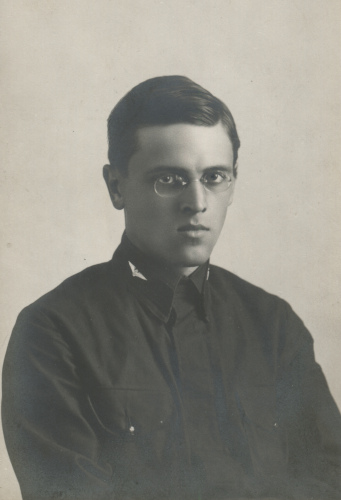 Военнослужащий ВОСО без знаков различия, со 
	значками № 10 образца 1924 года в петлицах