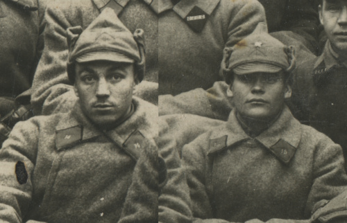 Красноармейцы 14-го и 15-го стрелковых полков 5-й 
	стрелковой дивизии с соответствующими полковыми шифровками на петлицах (14 и 15)
